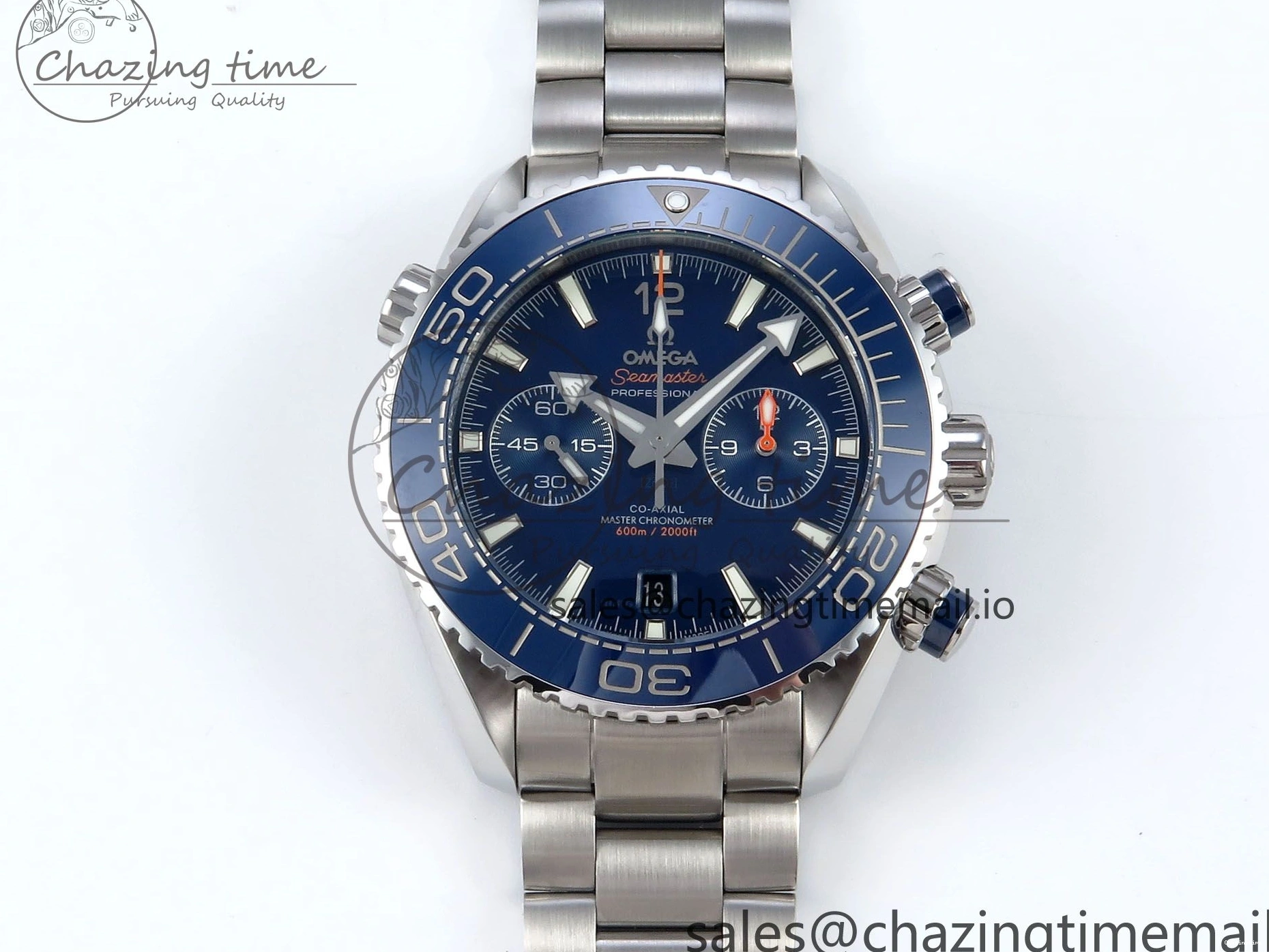 0117 Planet Ocean Master Chronometer 600M 45.5mm SS SCF 1:1 Best Edition Blue Bezel Blue Dial on SS Bracelet A9900 Super Clone Lightweight 7676